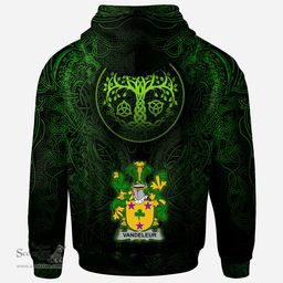 ScotsTee Shop Irish Vandeleur Coat of Arms Family Crest Ireland Hoodie Green Celtic Dragon Hoodie