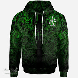 ScotsTee Shop Irish Wycombe Coat of Arms Family Crest Ireland Hoodie Green Celtic Dragon Hoodie