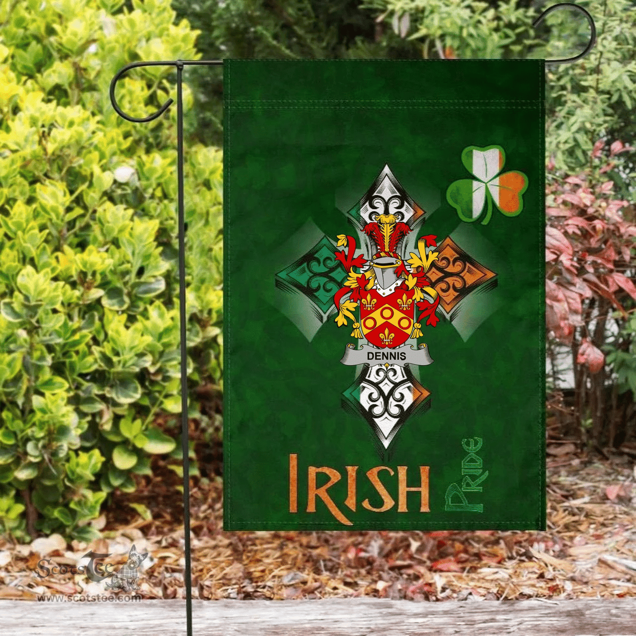 ScotsTee Shop Irish Dennis Coat of Arms Irish Pride Garden Flag Shamrock Ireland Flag