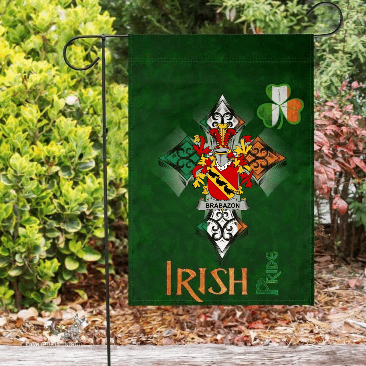 ScotsTee Shop Irish Brabazon Coat of Arms Irish Pride Garden Flag Shamrock Ireland Flag
