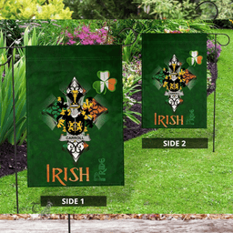 ScotsTee Shop Irish Carroll or O'Carroll Coat of Arms Irish Pride Garden Flag Shamrock Ireland Flag