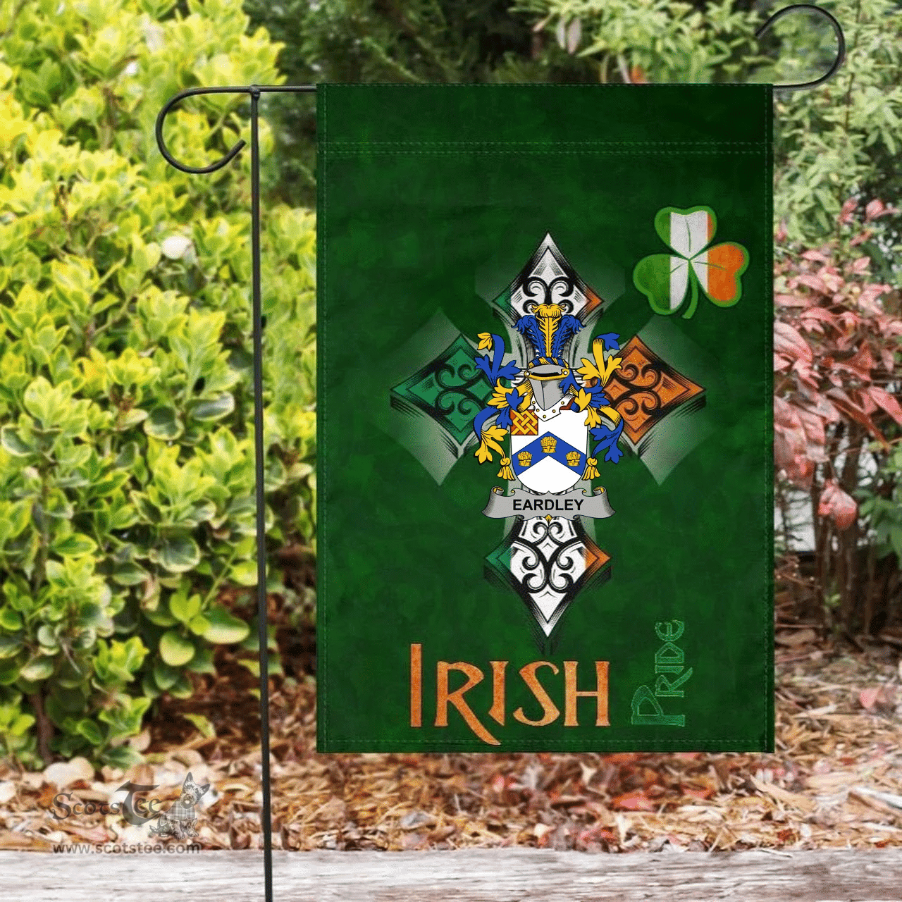 ScotsTee Shop Irish Eardley Coat of Arms Irish Pride Garden Flag Shamrock Ireland Flag
