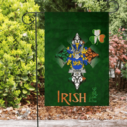 ScotsTee Shop Irish Currie or O'Currie Coat of Arms Irish Pride Garden Flag Shamrock Ireland Flag