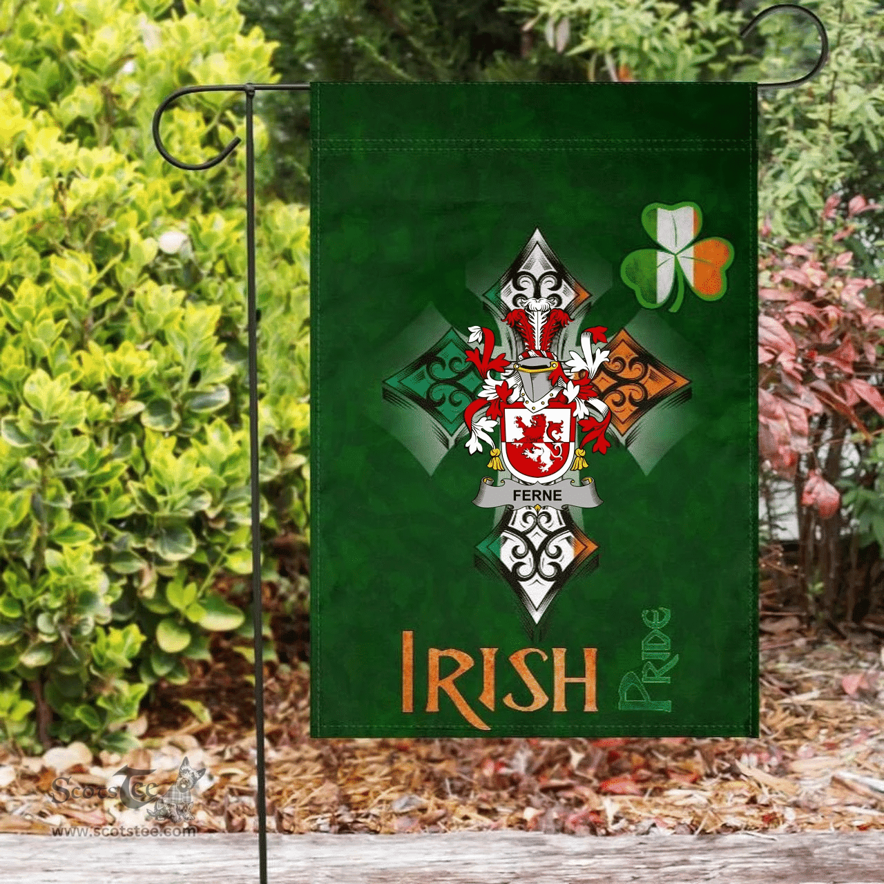 ScotsTee Shop Irish Ferne Coat of Arms Irish Pride Garden Flag Shamrock Ireland Flag