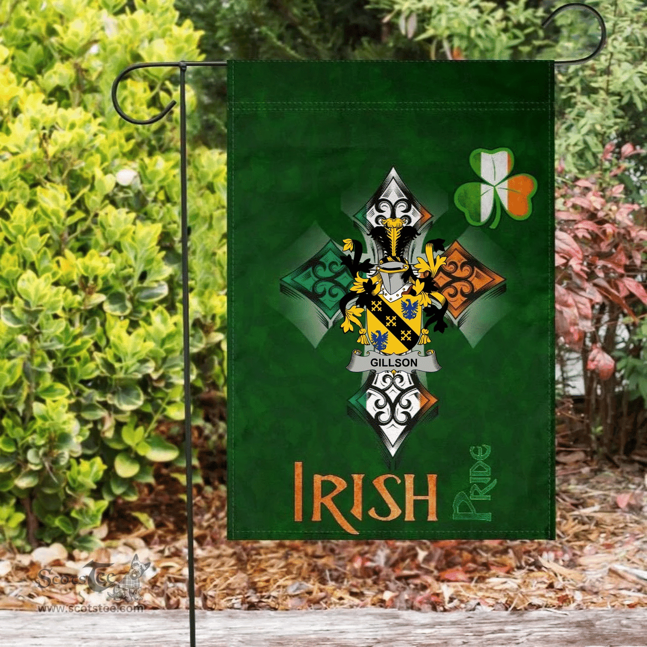 ScotsTee Shop Irish Gillson Coat of Arms Irish Pride Garden Flag Shamrock Ireland Flag