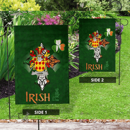 ScotsTee Shop Irish Lavin or O'Lavin Coat of Arms Irish Pride Garden Flag Shamrock Ireland Flag
