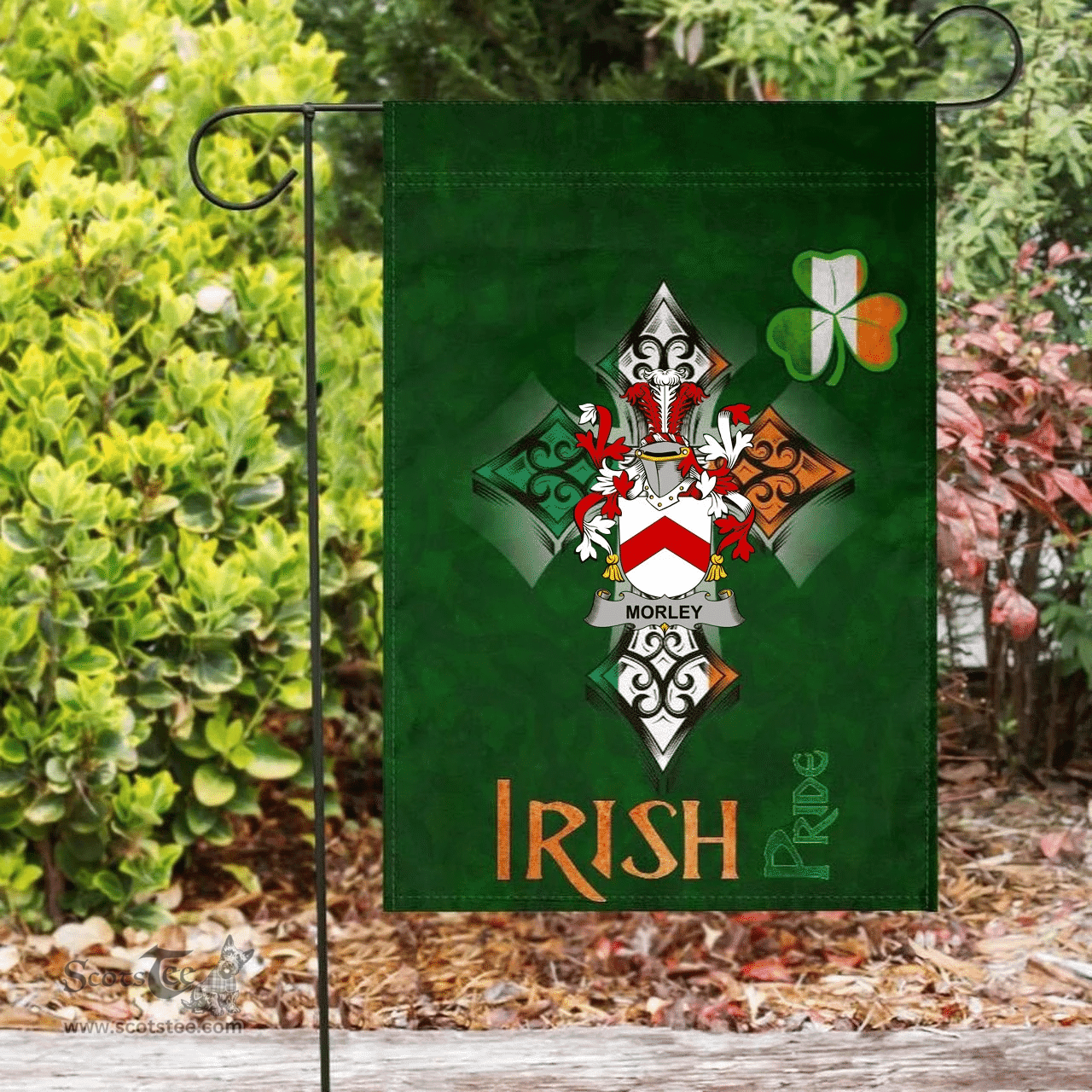 ScotsTee Shop Irish Morley Coat of Arms Irish Pride Garden Flag Shamrock Ireland Flag