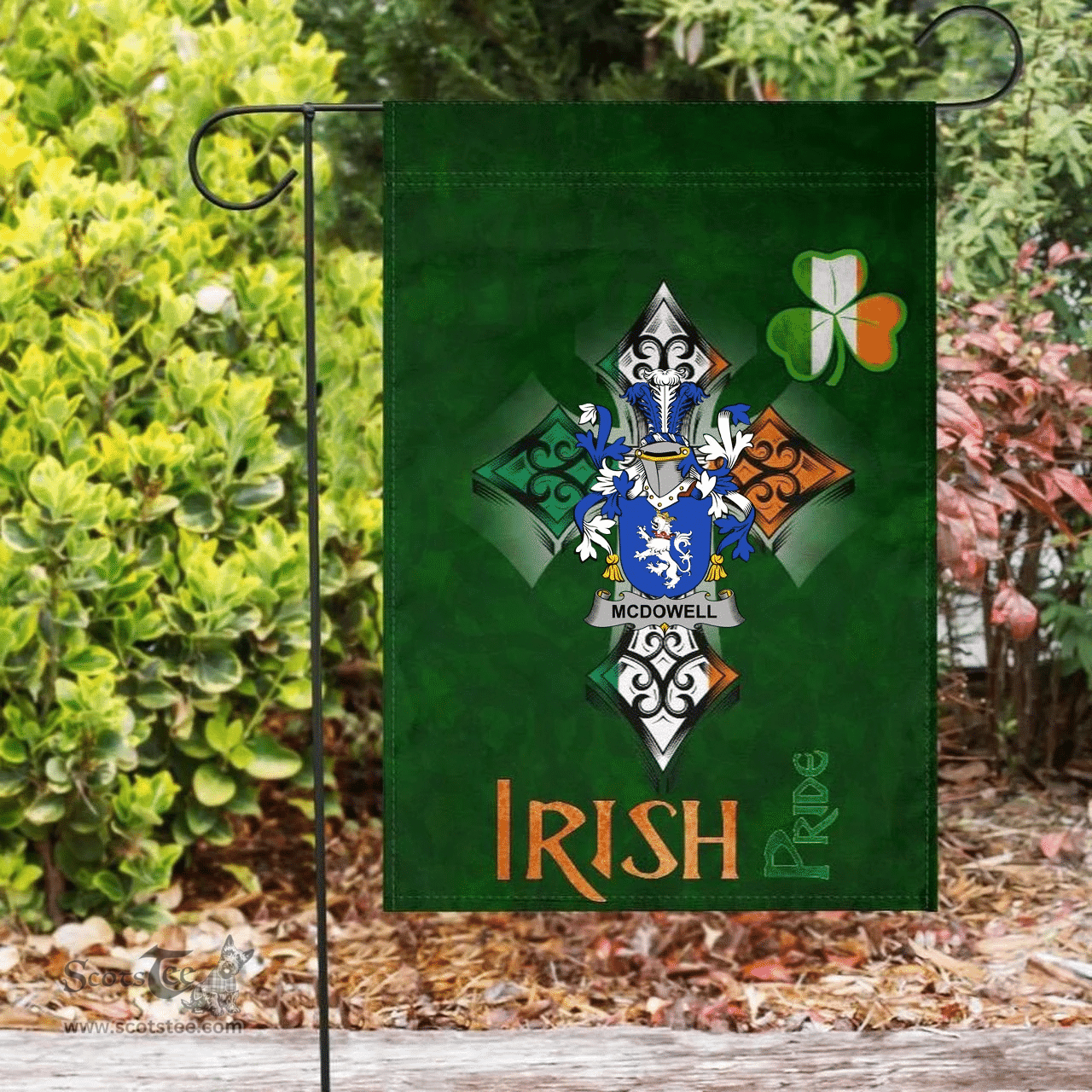 ScotsTee Shop Irish McDowell Coat of Arms Irish Pride Garden Flag Shamrock Ireland Flag