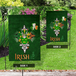 ScotsTee Shop Irish McCain or O'Kane Coat of Arms Irish Pride Garden Flag Shamrock Ireland Flag