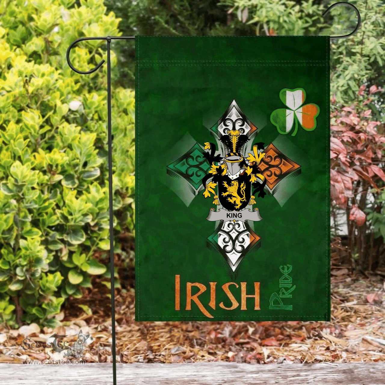 ScotsTee Shop Irish King Coat of Arms Irish Pride Garden Flag Shamrock Ireland Flag
