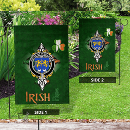 ScotsTee Shop Irish House of O'MEAGHER Coat of Arms Irish Pride Garden Flag Shamrock Ireland Flag