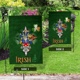 ScotsTee Shop Irish McLoughlin or Loughlin Coat of Arms Irish Pride Garden Flag Shamrock Ireland Flag