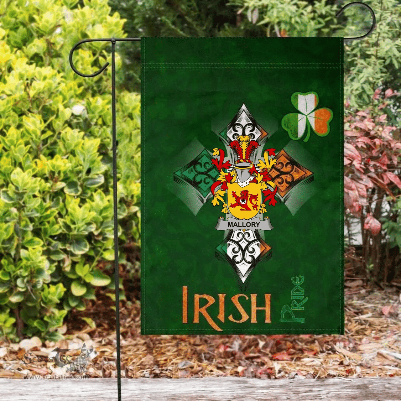 ScotsTee Shop Irish Mallory Coat of Arms Irish Pride Garden Flag Shamrock Ireland Flag
