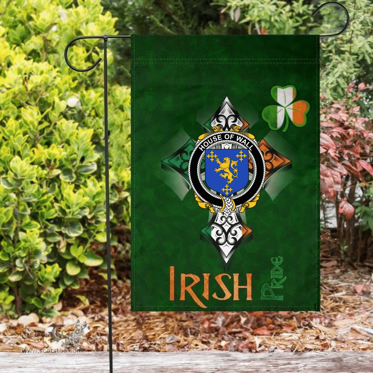 ScotsTee Shop Irish House of WALL Coat of Arms Irish Pride Garden Flag Shamrock Ireland Flag