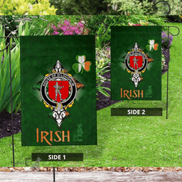 ScotsTee Shop Irish House of O'LOUGHLIN Coat of Arms Irish Pride Garden Flag Shamrock Ireland Flag