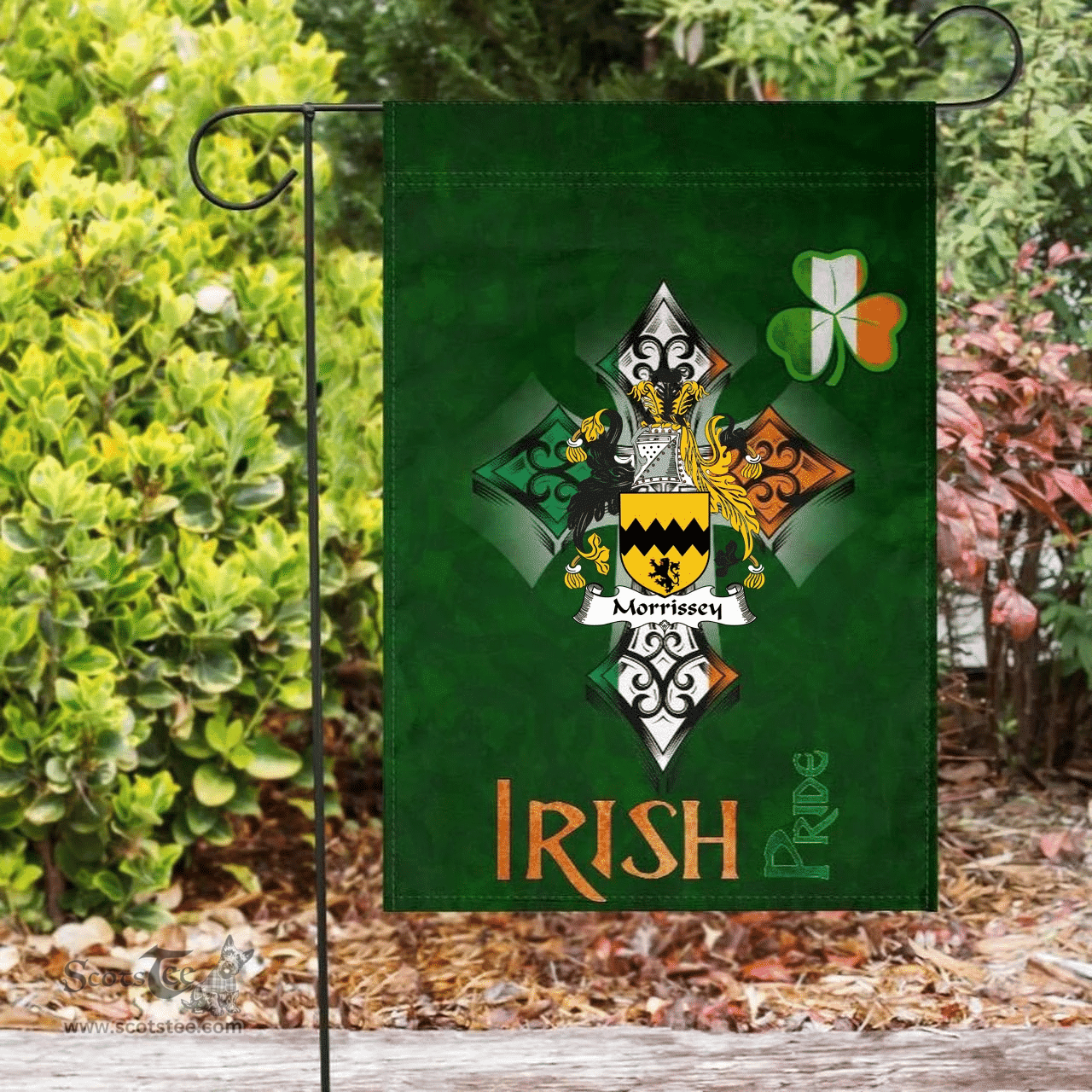 ScotsTee Shop Irish Morrissey Coat of Arms Irish Pride Garden Flag Shamrock Ireland Flag