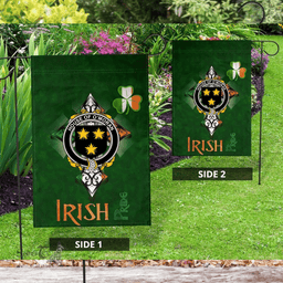 ScotsTee Shop Irish House of O'MORAN Coat of Arms Irish Pride Garden Flag Shamrock Ireland Flag
