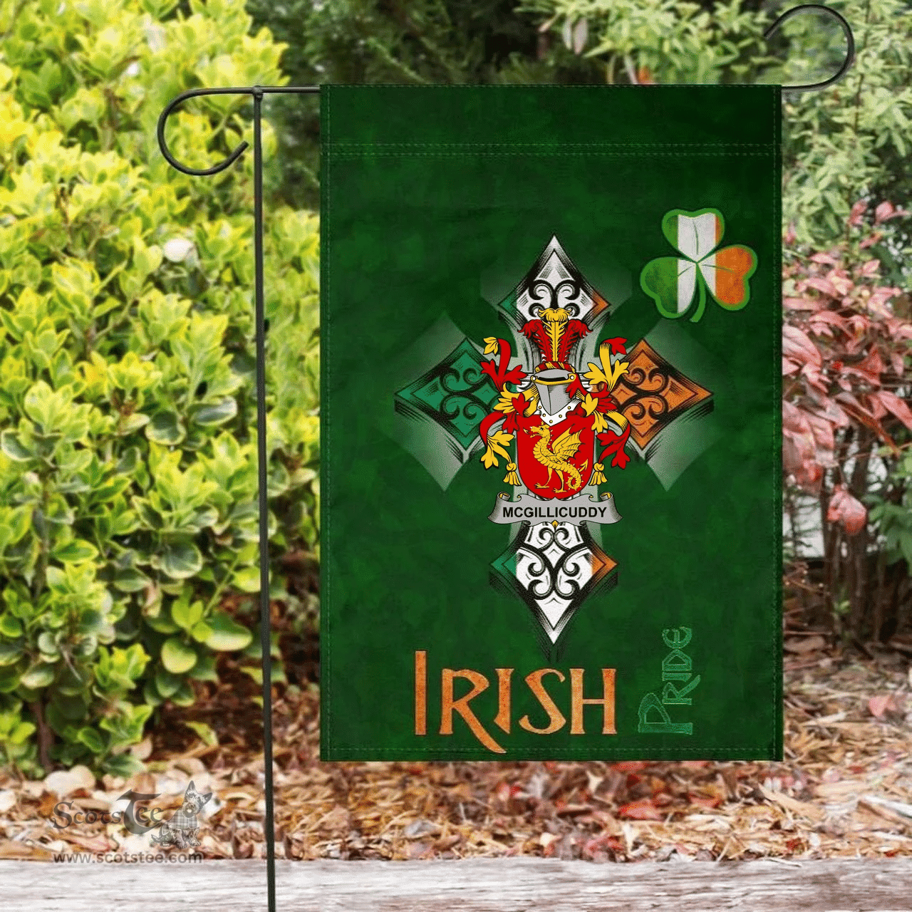 ScotsTee Shop Irish McGillicuddy Coat of Arms Irish Pride Garden Flag Shamrock Ireland Flag