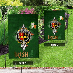 ScotsTee Shop Irish House of O'BRODER Coat of Arms Irish Pride Garden Flag Shamrock Ireland Flag