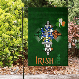 ScotsTee Shop Irish Lanigan or O'Lenigan Coat of Arms Irish Pride Garden Flag Shamrock Ireland Flag