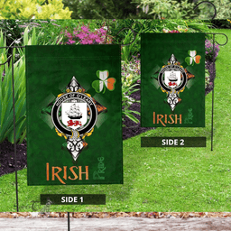 ScotsTee Shop Irish House of O'LEARY Coat of Arms Irish Pride Garden Flag Shamrock Ireland Flag
