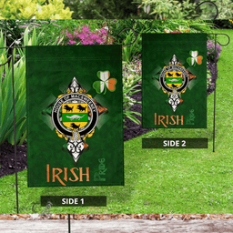ScotsTee Shop Irish House of MACSWEENEY Coat of Arms Irish Pride Garden Flag Shamrock Ireland Flag