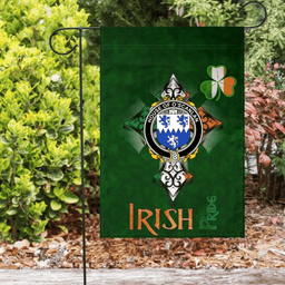 ScotsTee Shop Irish House of O'SCANLAN (Munster) Coat of Arms Irish Pride Garden Flag Shamrock Ireland Flag