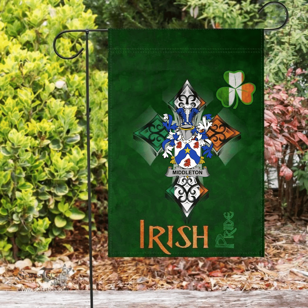 ScotsTee Shop Irish Middleton Coat of Arms Irish Pride Garden Flag Shamrock Ireland Flag