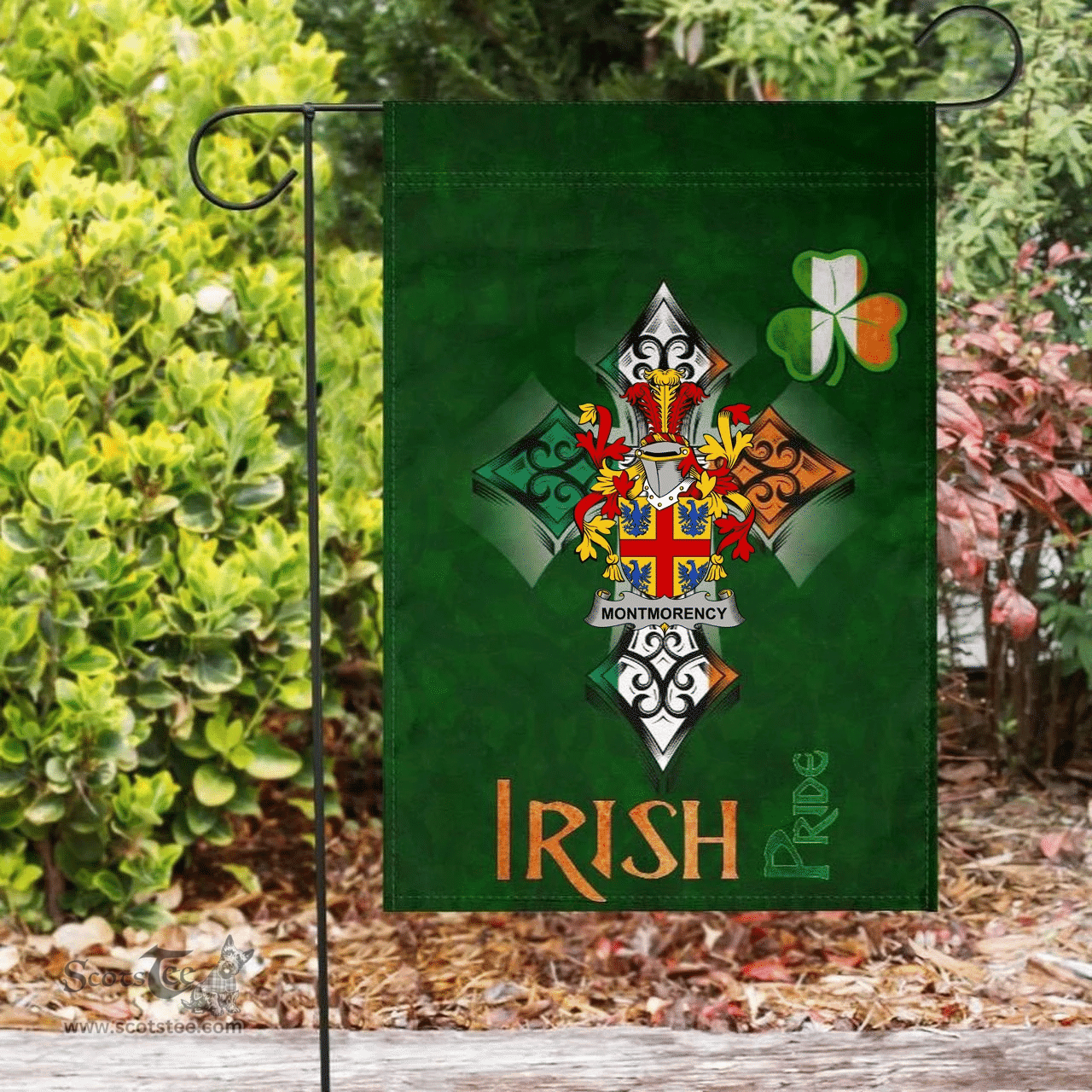 ScotsTee Shop Irish Montmorency Coat of Arms Irish Pride Garden Flag Shamrock Ireland Flag