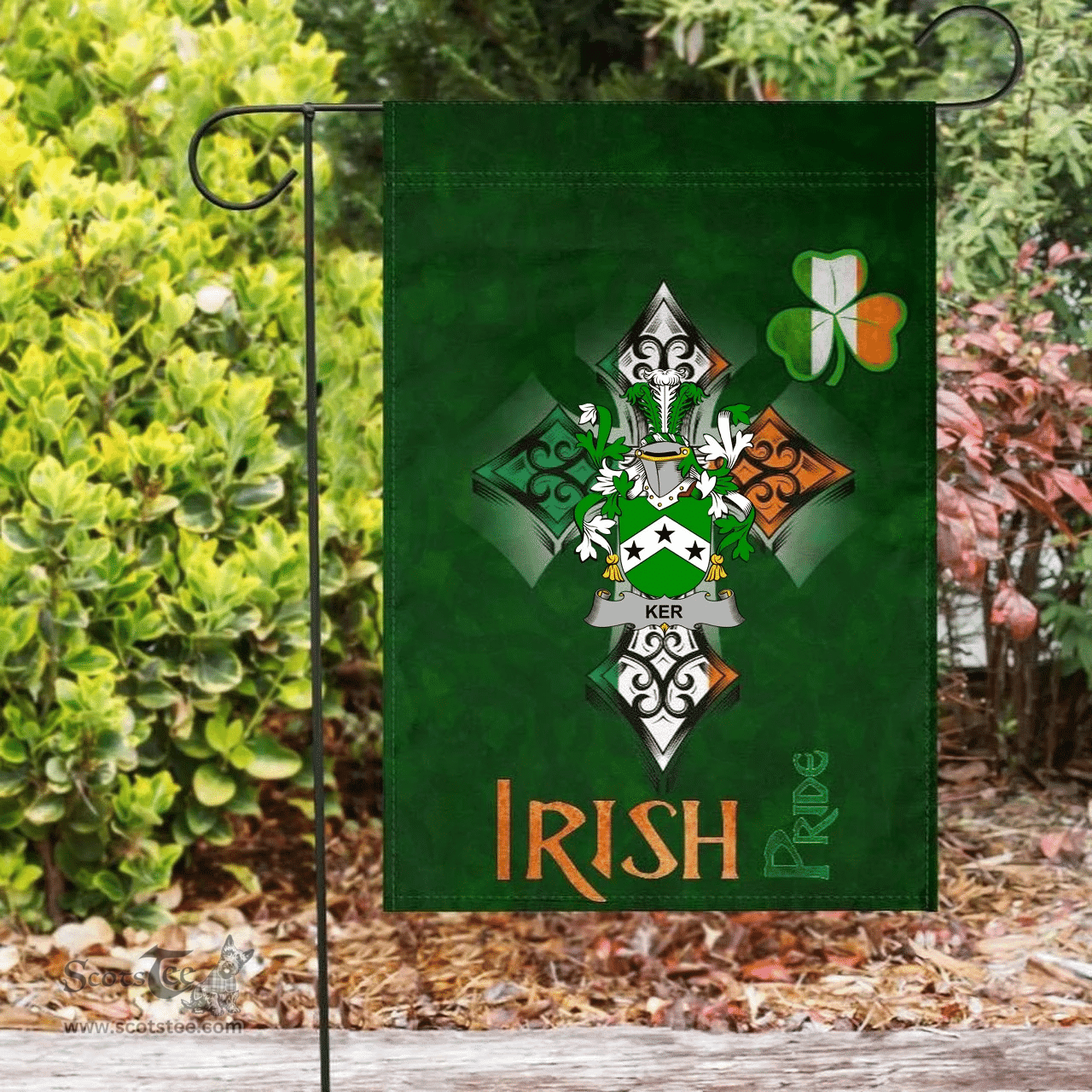 ScotsTee Shop Irish Ker Coat of Arms Irish Pride Garden Flag Shamrock Ireland Flag