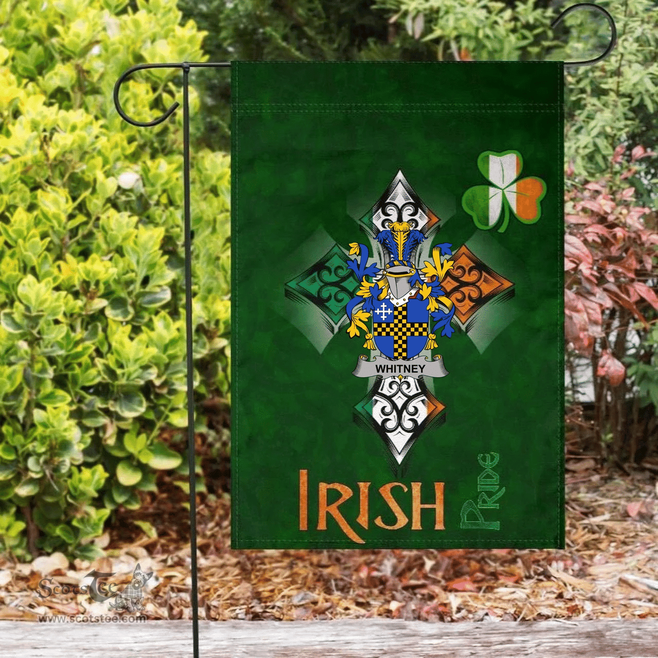 ScotsTee Shop Irish Whitney Coat of Arms Irish Pride Garden Flag Shamrock Ireland Flag