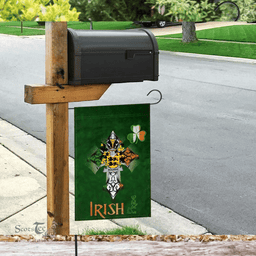ScotsTee Shop Irish Rourke or O'Rourke Coat of Arms Irish Pride Garden Flag Shamrock Ireland Flag