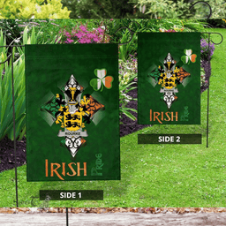 ScotsTee Shop Irish Rourke or O'Rourke Coat of Arms Irish Pride Garden Flag Shamrock Ireland Flag