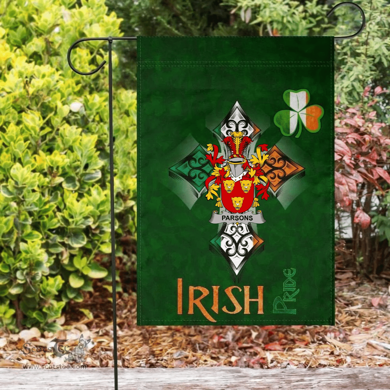 ScotsTee Shop Irish Parsons Coat of Arms Irish Pride Garden Flag Shamrock Ireland Flag
