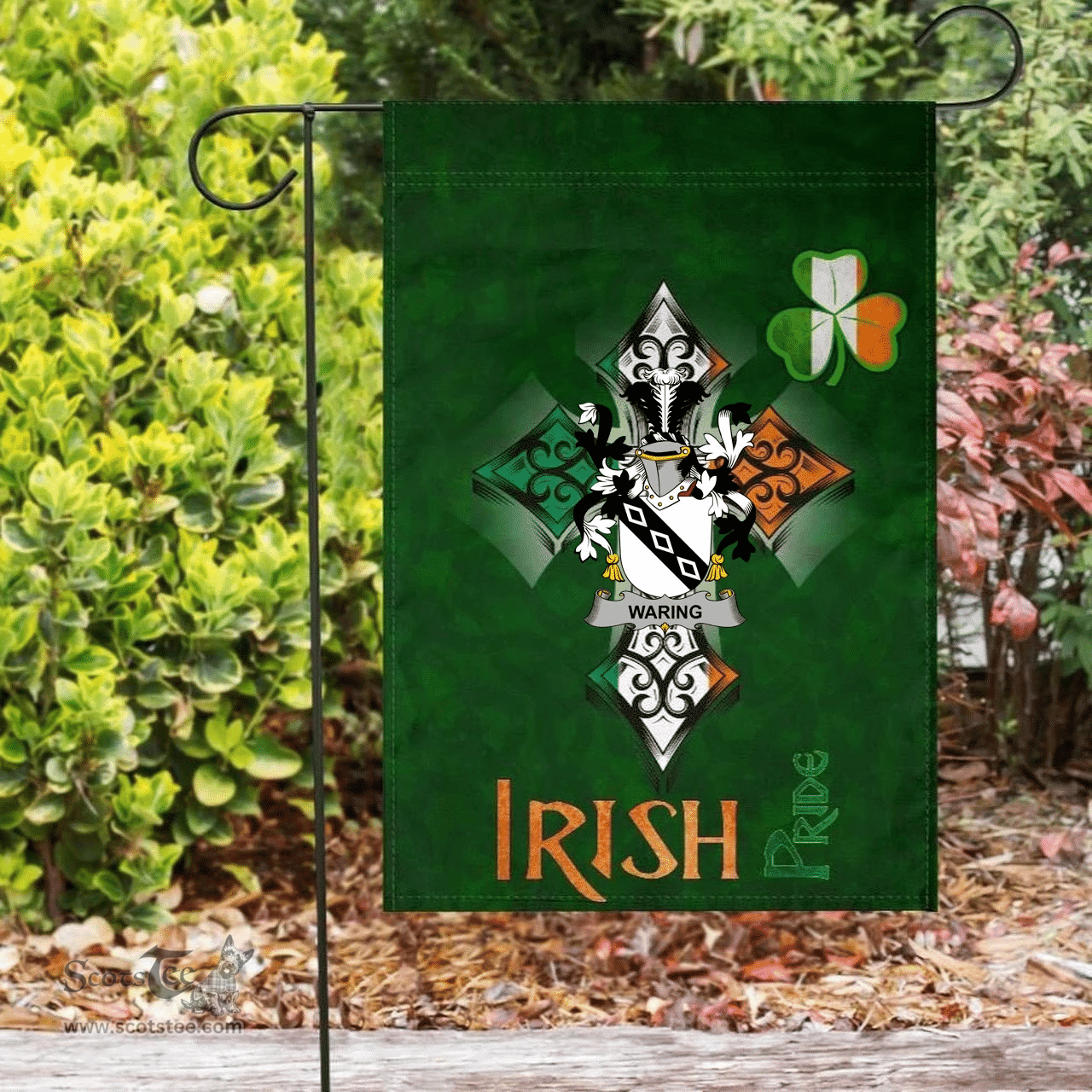 ScotsTee Shop Irish Waring Coat of Arms Irish Pride Garden Flag Shamrock Ireland Flag
