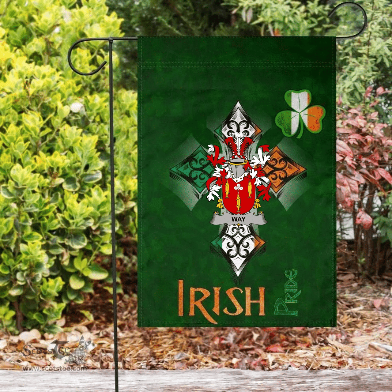 ScotsTee Shop Irish Way Coat of Arms Irish Pride Garden Flag Shamrock Ireland Flag