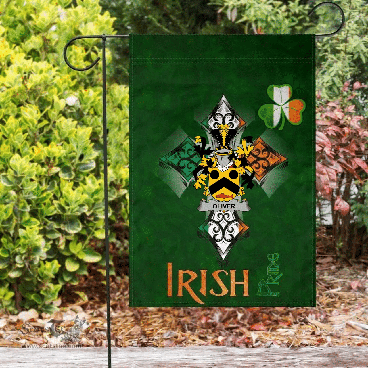 ScotsTee Shop Irish Oliver Coat of Arms Irish Pride Garden Flag Shamrock Ireland Flag
