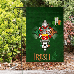 ScotsTee Shop Irish Quillan or McQuillan Coat of Arms Irish Pride Garden Flag Shamrock Ireland Flag