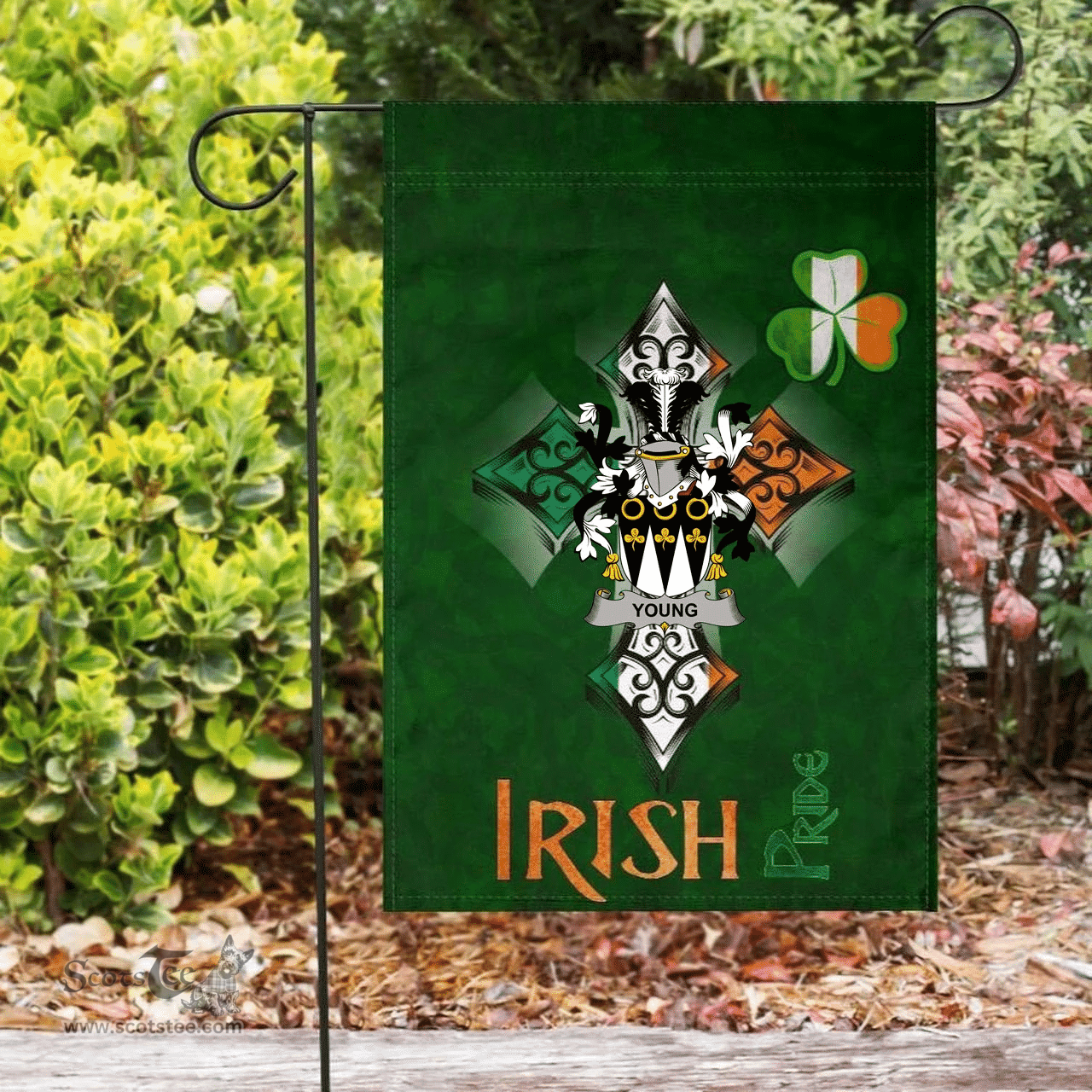 ScotsTee Shop Irish Young Coat of Arms Irish Pride Garden Flag Shamrock Ireland Flag