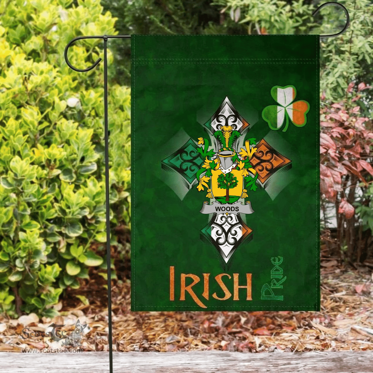 ScotsTee Shop Irish Woods Coat of Arms Irish Pride Garden Flag Shamrock Ireland Flag