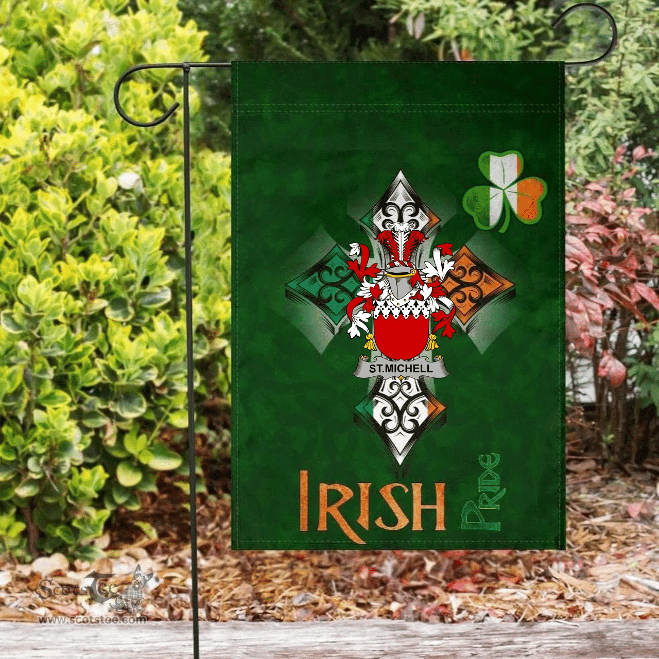 ScotsTee Shop Irish St.Michell Coat of Arms Irish Pride Garden Flag Shamrock Ireland Flag