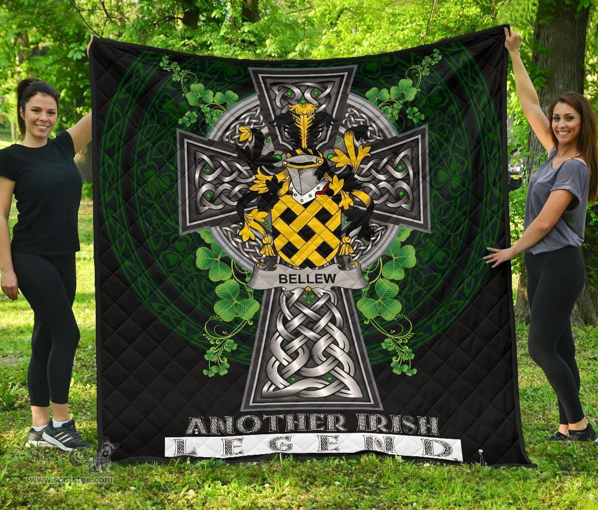 ScotsTee Shop Irish Bellew Coat of Arms Family Crest Ireland Quilt Ireland Legend Quilt