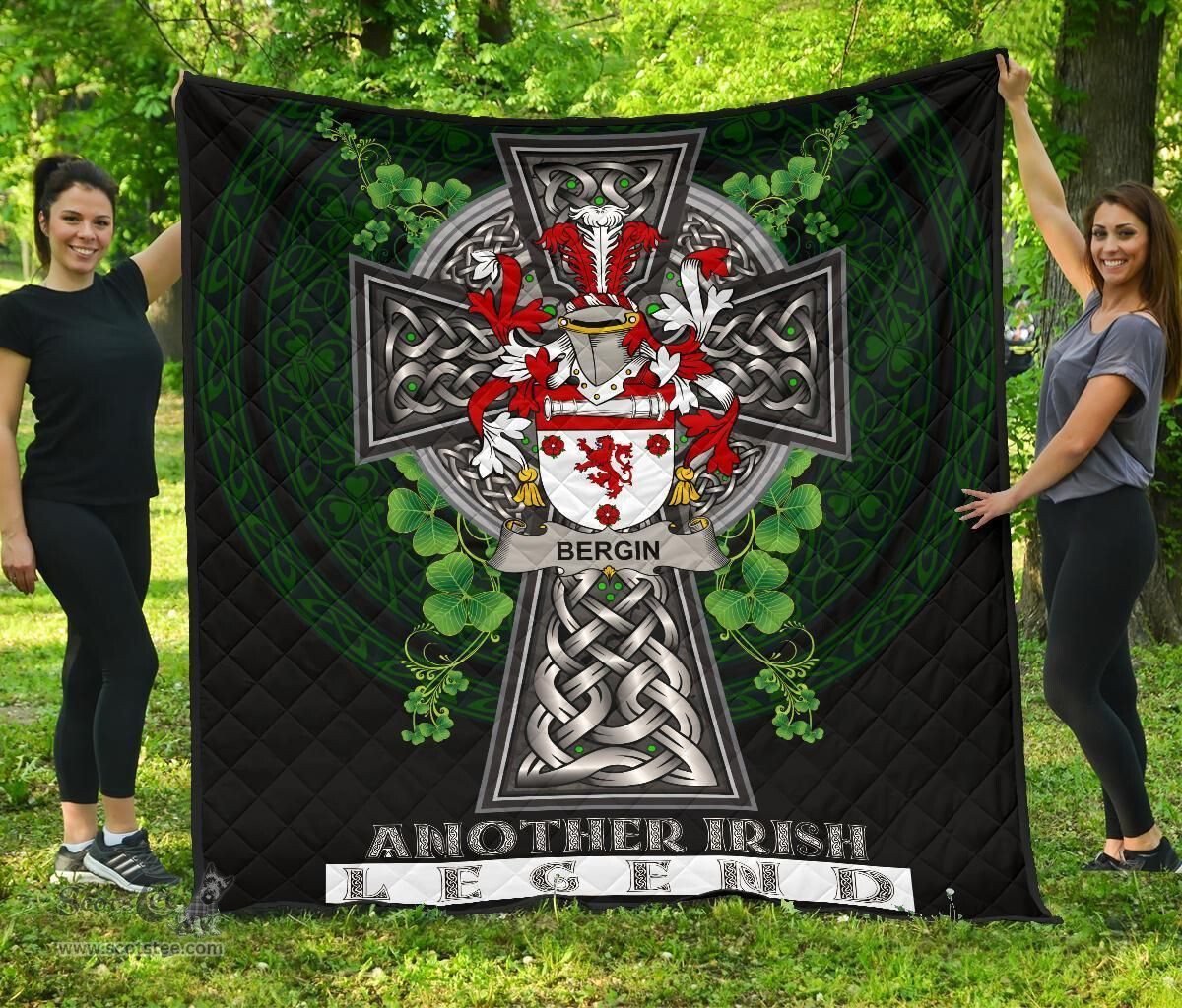 ScotsTee Shop Irish Bergin or O'Bergin Coat of Arms Family Crest Ireland Quilt Ireland Legend Quilt