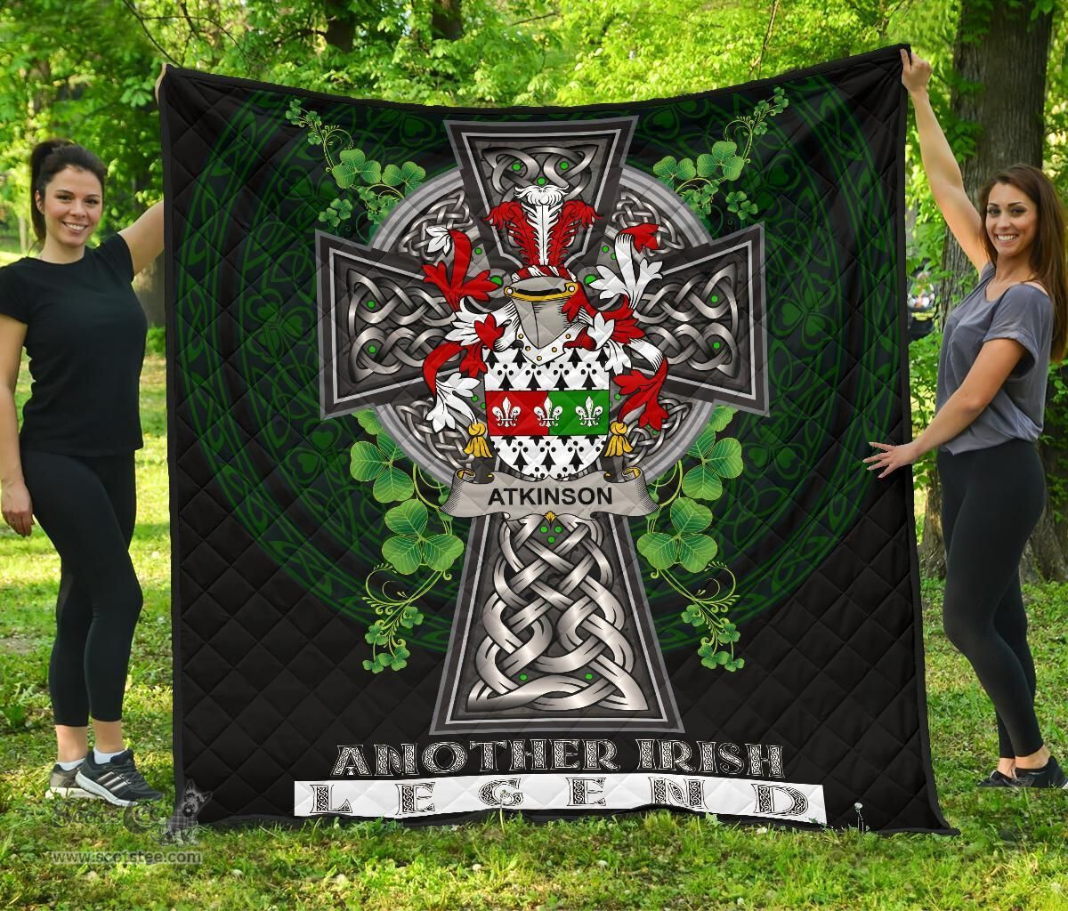 ScotsTee Shop Irish Atkinson Coat of Arms Family Crest Ireland Quilt Ireland Legend Quilt