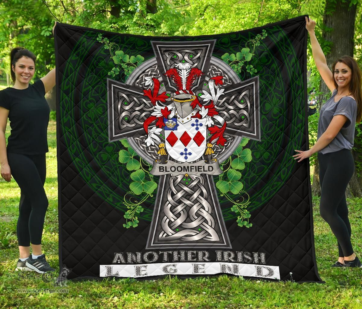 ScotsTee Shop Irish Bloomfield Coat of Arms Family Crest Ireland Quilt Ireland Legend Quilt