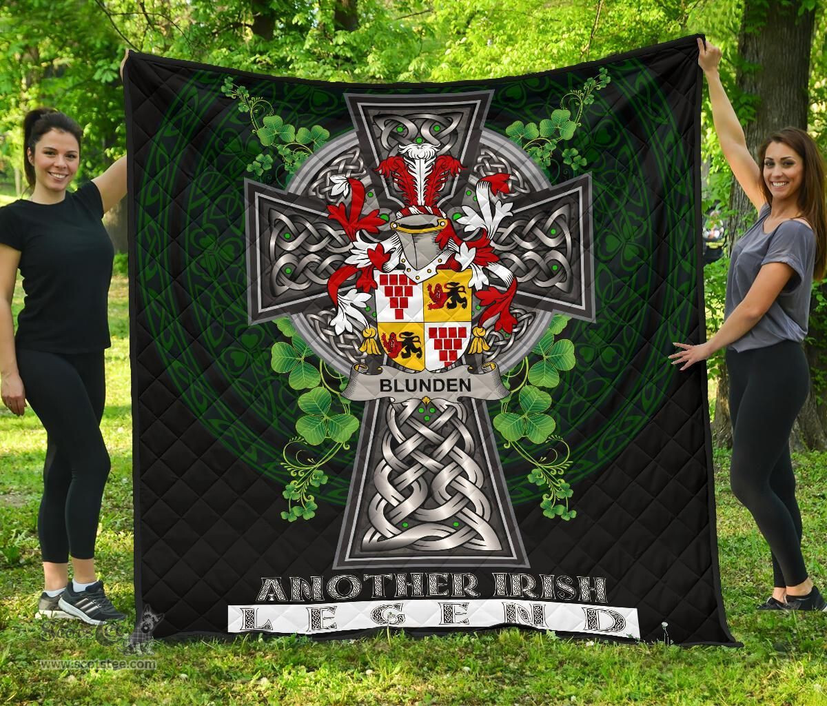 ScotsTee Shop Irish Blunden Coat of Arms Family Crest Ireland Quilt Ireland Legend Quilt