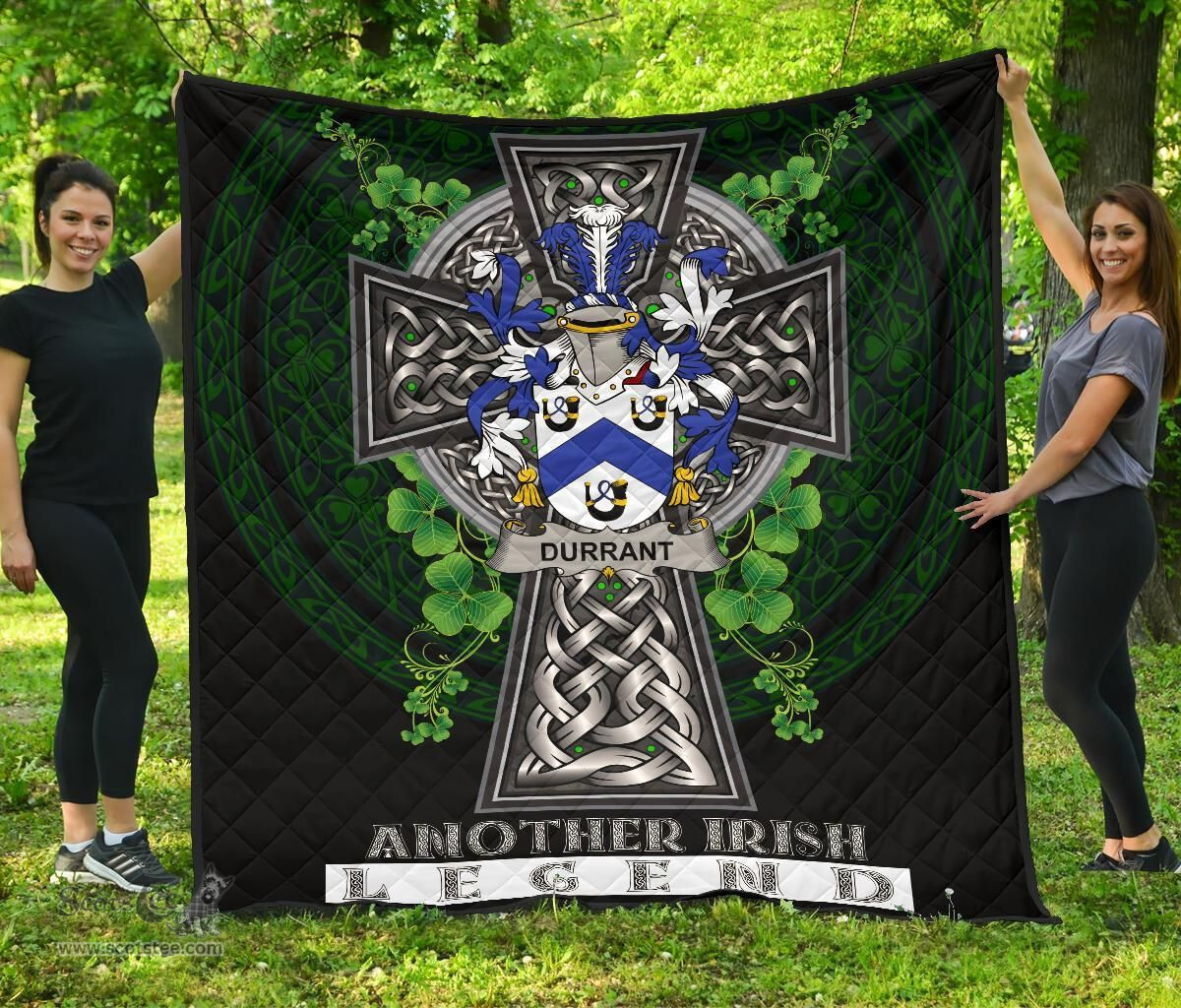 ScotsTee Shop Irish Durrant Coat of Arms Family Crest Ireland Quilt Ireland Legend Quilt