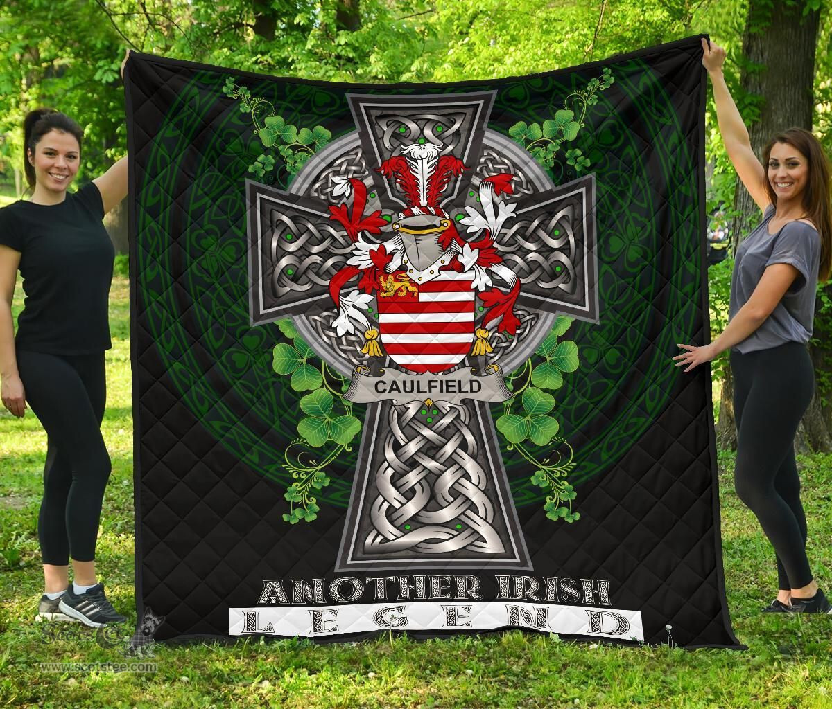 ScotsTee Shop Irish Caulfield or Gaffney Coat of Arms Family Crest Ireland Quilt Ireland Legend Quilt