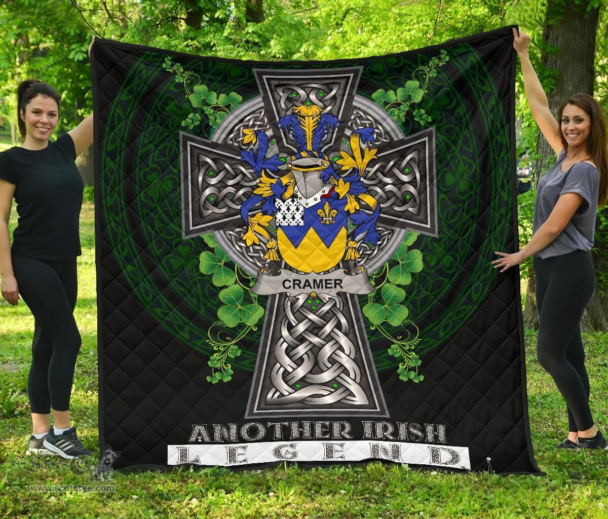 ScotsTee Shop Irish Cramer Coat of Arms Family Crest Ireland Quilt Ireland Legend Quilt