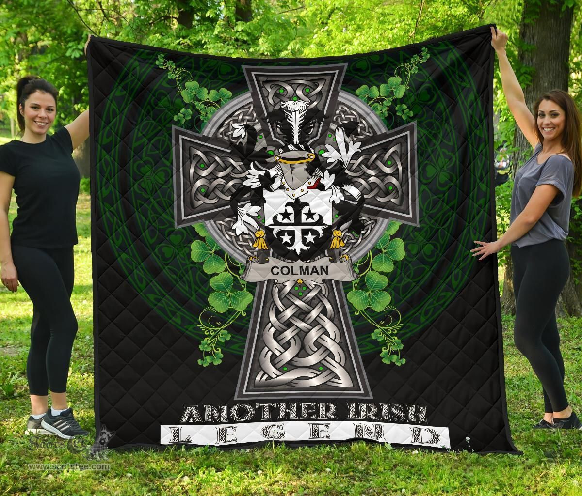 ScotsTee Shop Irish Colman or McColman Coat of Arms Family Crest Ireland Quilt Ireland Legend Quilt